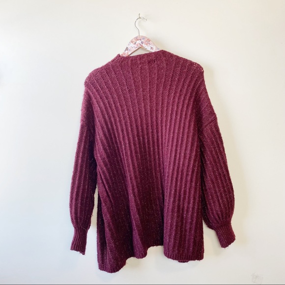 TRULY MADLY DEEPLY Ava Maroon Chunky Cardigan Small Oversized Balloon Sleeve - Picture 10 of 11